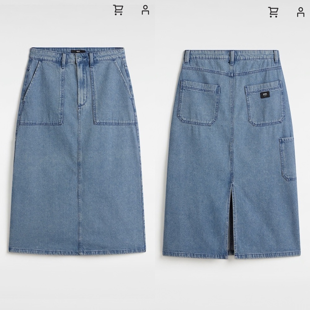 EUC: Vans - Union Denim Carpenter Skirt
Stonewash Blue | Size 28